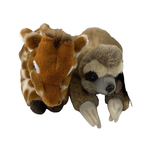 FAO Schwarz Giraffe Plush and Sloth Plush Adopt A Pet Plush Stuffed Toy 13" - Picture 1 of 13
